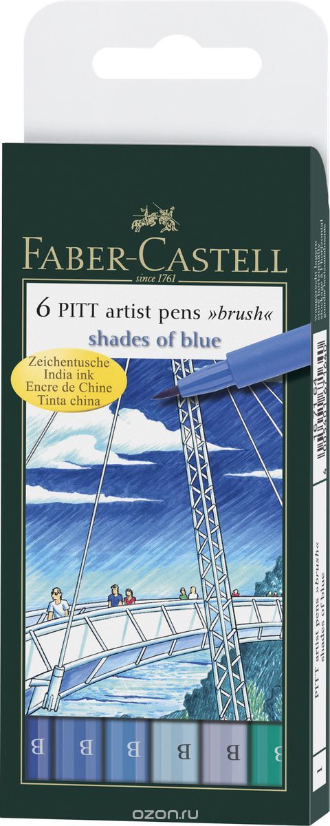 Faber-Castell     Pitt Artist Pen Shades Of Blue 6 